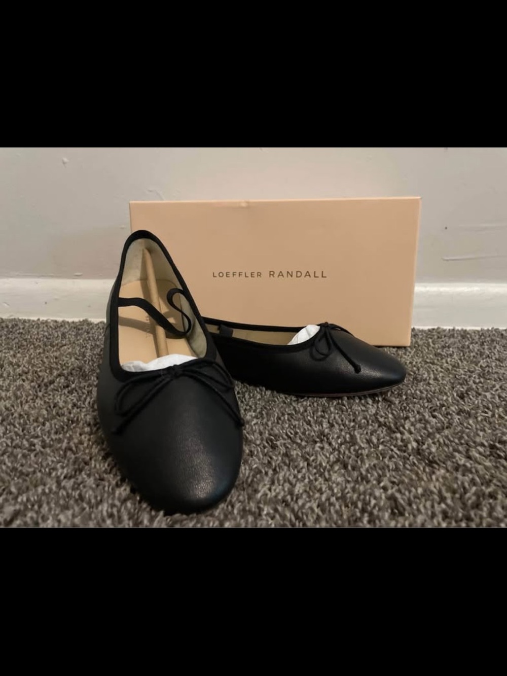 NIB Loeffler Randall Leonie Black Leather Ballet Flats Size 6.5